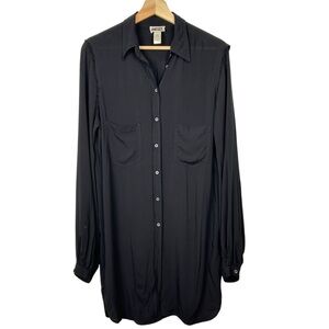 DIESEL Button Front Shirt Dress, Black, Size Small